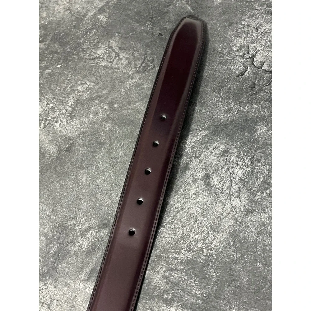Chestnut Brown Leather Belt Men 44 Johnston Murphy Buckle Dress Buisness Casual